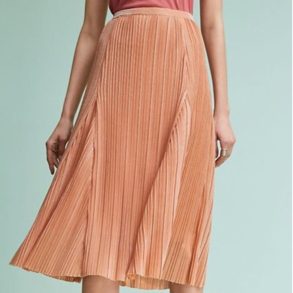 Anthropologie Peach Pleated Skirt